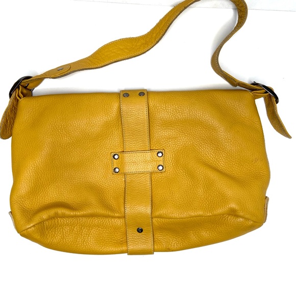 CARLA MANCINI Yellow Leather Shoulder Satchel Bag - Picture 2 of 16